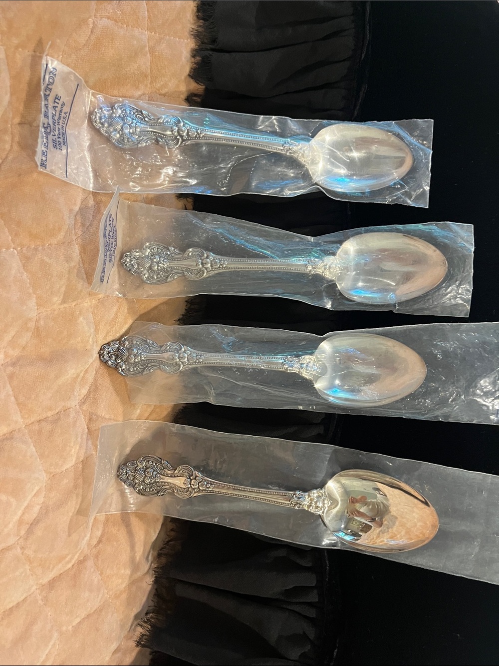 Reed & Barton Silver-Tone Ornate Serving Spoons (Set of 4)